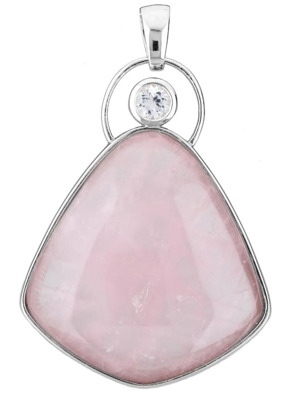 Rose Quartz Pendant Necklace Sterling Silver White Topaz
